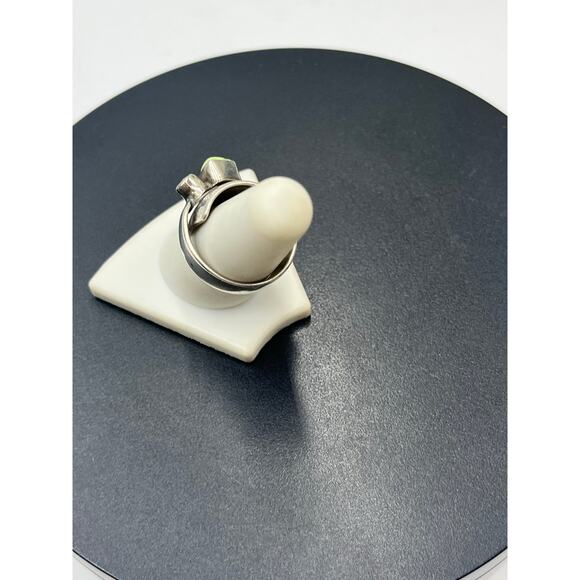 Juan Willie Navajo Sterling Silver Green Turquoise Gaspeite Bypass Ring 9 Signed - Picture 5 of 10